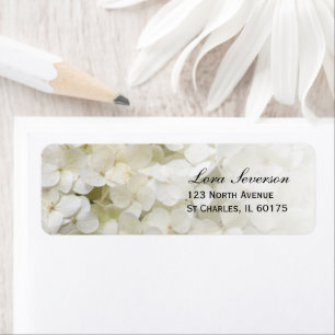White Hydrangea Floral Return Address Label