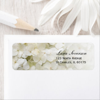 White Hydrangea Floral Return Address Label
