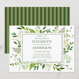White Hydrangea Floral Watercolor Wedding Invitation