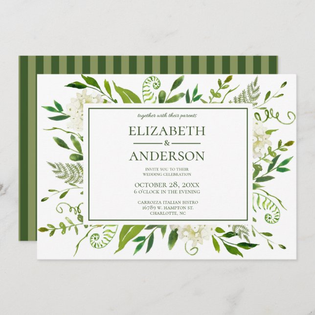 White Hydrangea Floral Wedding Celebration Invitation (Front/Back)