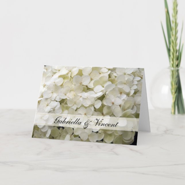 White Hydrangea Floral Wedding Invitation (Front)