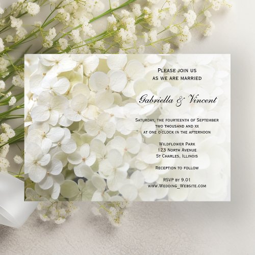 White Hydrangea Floral Wedding Invitation