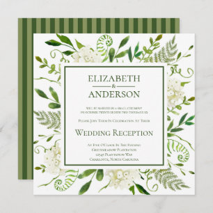 White Hydrangea Floral Wedding Reception Invitation