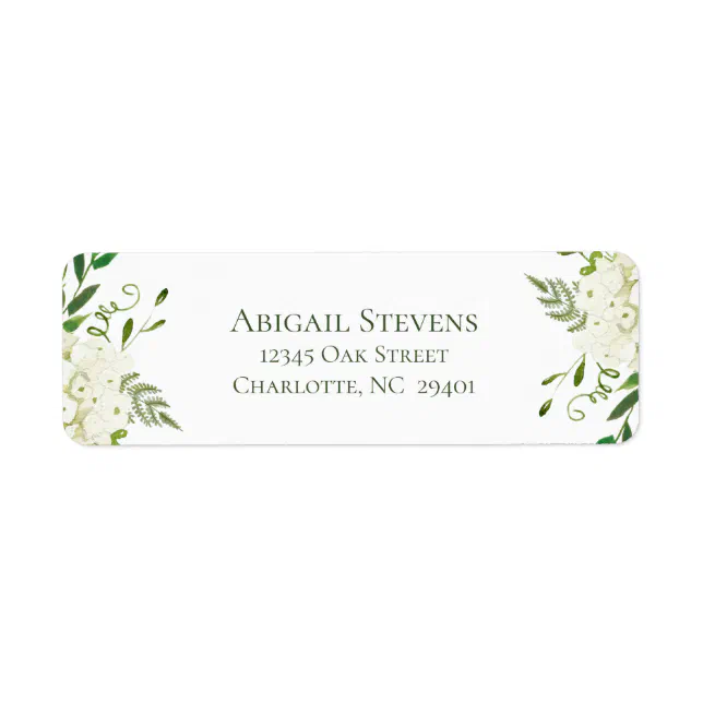 Hydrangea Label White Hydrangea Floral Wedding Return Address Label | Zazzle