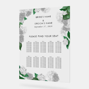 White Hydrangea Floral Wedding Seating Chart