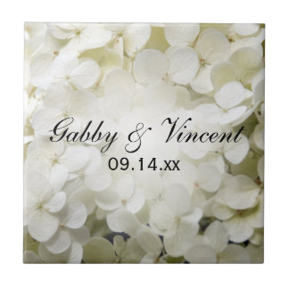 White Hydrangea Floral Wedding Tile