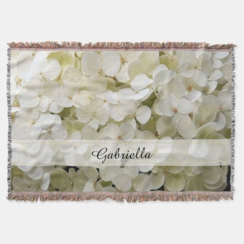 White Hydrangea Flower Blossom Throw Blanket
