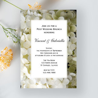 White Hydrangea Flower Post Wedding Brunch Invitation