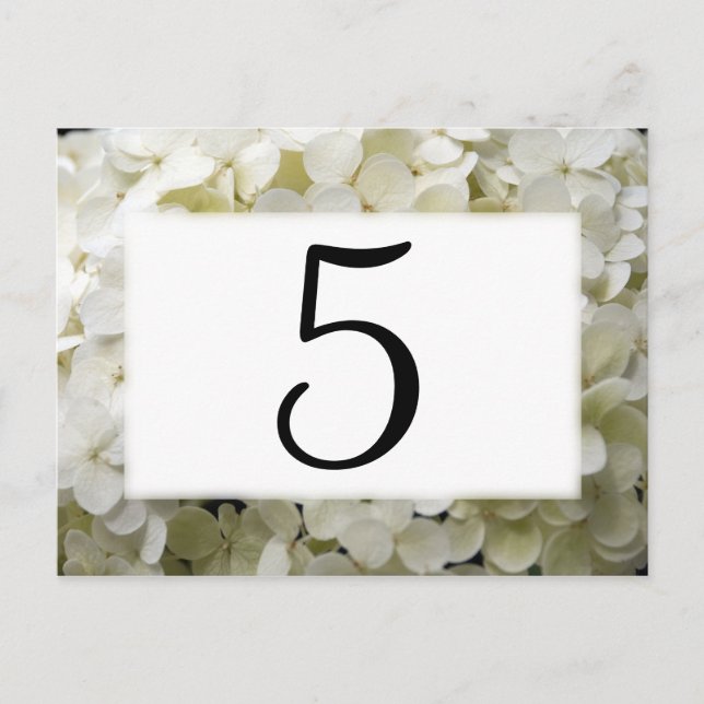 White Hydrangea Flower Table Numbers (Front)