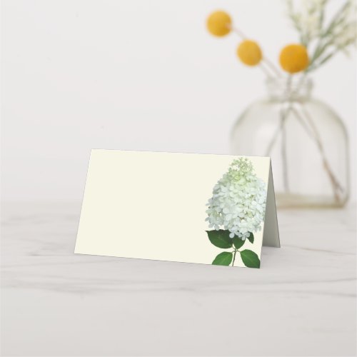 White Hydrangea Flower Tented Place Cards