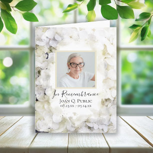 White Hydrangea Flower Watercolor Funeral Sympathy Letterpress Thank You Card