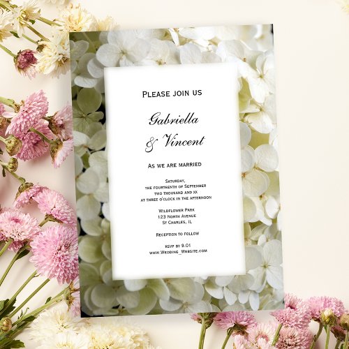 White Hydrangea Flower Wedding Invitation
