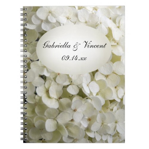 White Hydrangea Flower Wedding Notebook