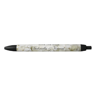 White Hydrangea Flower Wedding Save the Date Pen