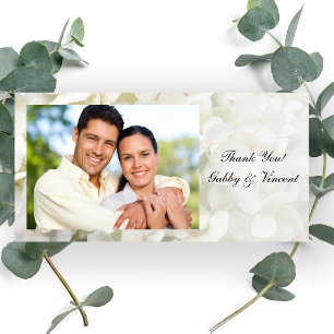 White Hydrangea Flower Wedding Thank You