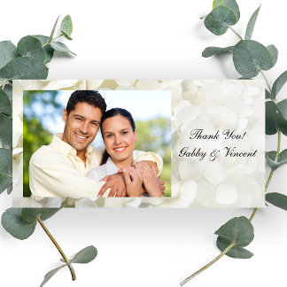 White Hydrangea Flower Wedding Thank You Card