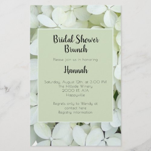 White Hydrangea Flowers Budget Bridal Shower Flyer