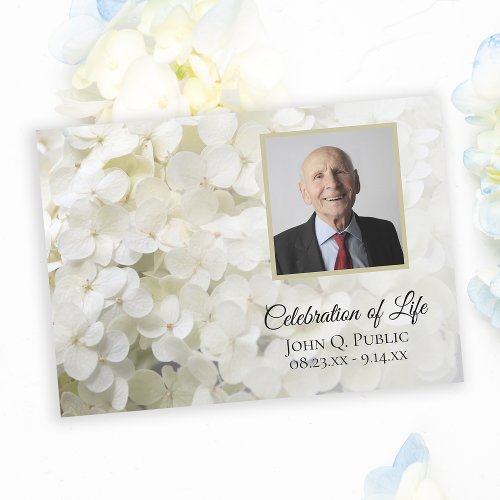 White Hydrangea Flowers Celebration of Life Invitation