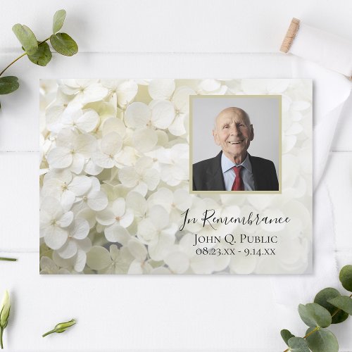 White Hydrangea Flowers Death Anniversary Invitation