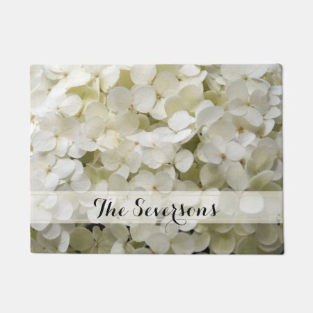 White Hydrangea Flowers Doormat
