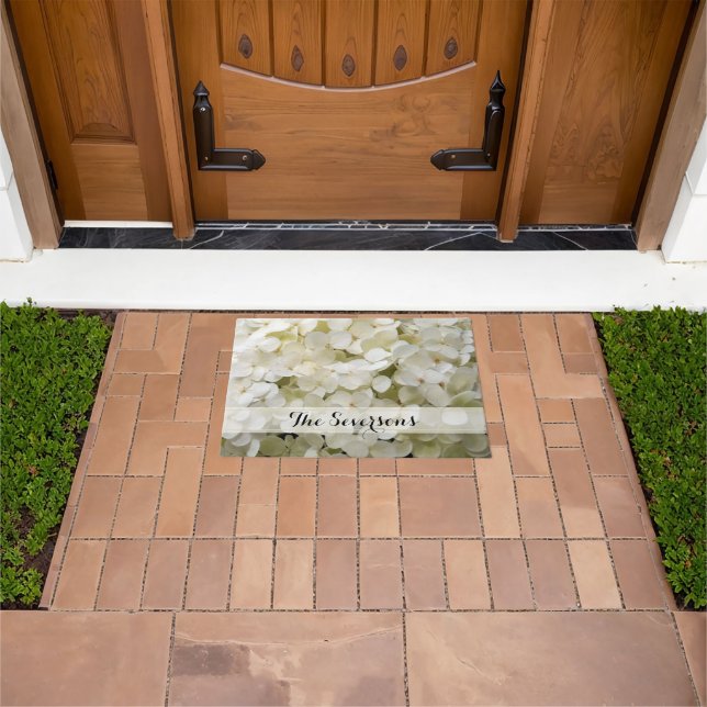 White Hydrangea Flowers Doormat (Outdoor)