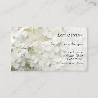 White Hydrangea Flowers Florist Business Card