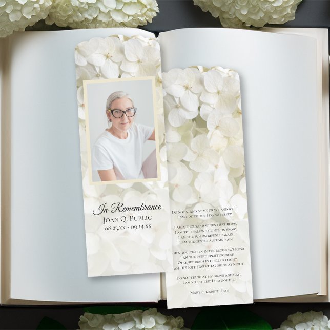 White Hydrangea Flowers Funeral Prayer Card Bookmarks (Creator Uploaded)