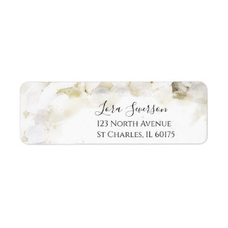 White Hydrangea Flowers Watercolor  Label