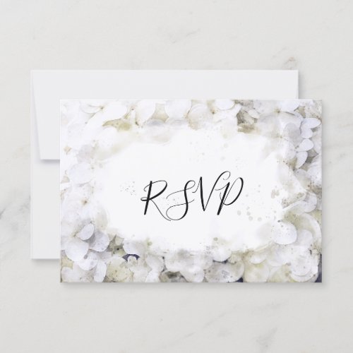 White Hydrangea Flowers Watercolor Wedding RSVP