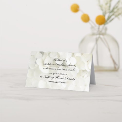 White Hydrangea Flowers Wedding Charity Favors Place Card