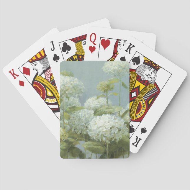 White Hydrangea Garden Poker Cards (Back)