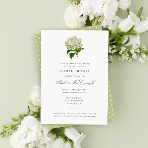 White Hydrangea Grand Millennial Bridal Shower Invitation