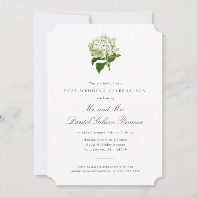 White Hydrangea Grandmillennial Post-Wedding Party Invitation (Front)