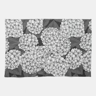 White hydrangea kitchen towel