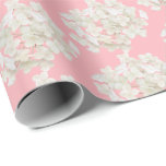 White Hydrangea on Blush Pink Wrapping Paper<br><div class="desc">White hydrangea pattern on blush pink background.
Background color can be changed.</div>