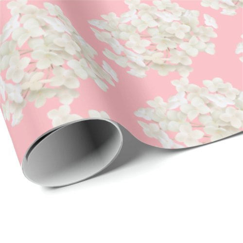 White Hydrangea on Blush Pink Wrapping Paper