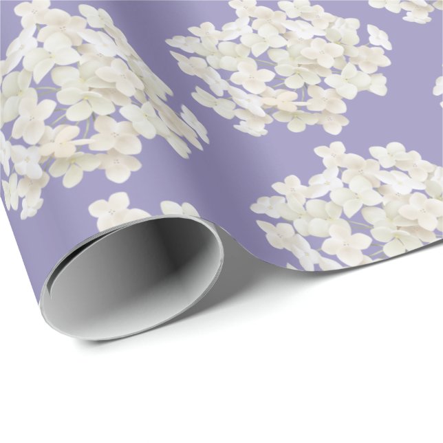 White Hydrangea on Lavender Wrapping Paper (Roll Corner)