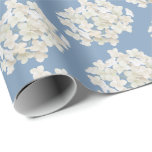 White Hydrangea on Pastel Blue  Wrapping Paper<br><div class="desc">White hydrangea pattern on pastel blue background.
Background color can be changed.</div>
