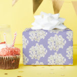 White Hydrangea on Pastel Lavender Wrapping Paper<br><div class="desc">White hydrangea pattern on pastel purple background.
Background color can be changed.</div>