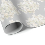 White Hydrangea on Silver Wrapping Paper<br><div class="desc">White hydrangea pattern on silver gray background.
Background color can be changed.</div>