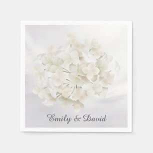White Hydrangea On White Abstract Napkins