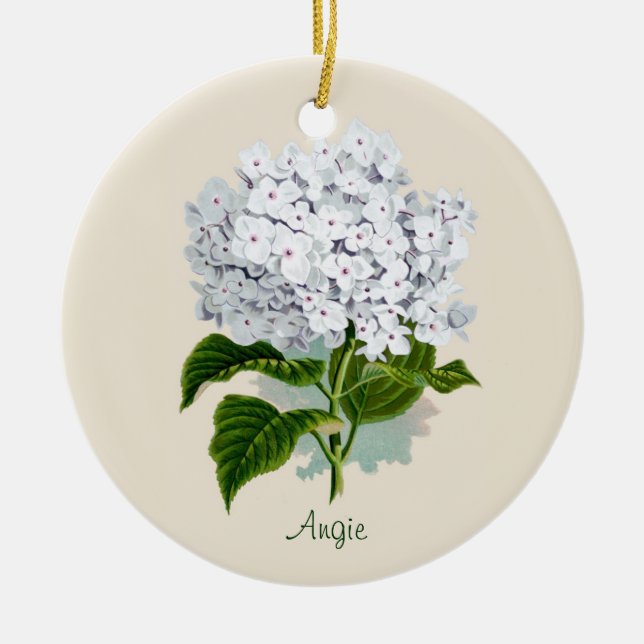 White Hydrangea Ornament (Front)