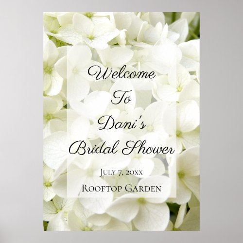 White Hydrangea Party Welcome Poster