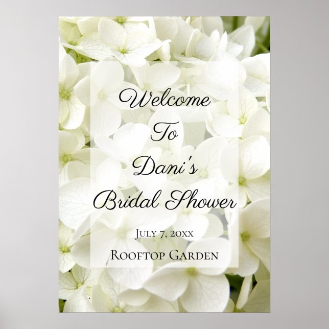 White Hydrangea Party Welcome Poster (Front)