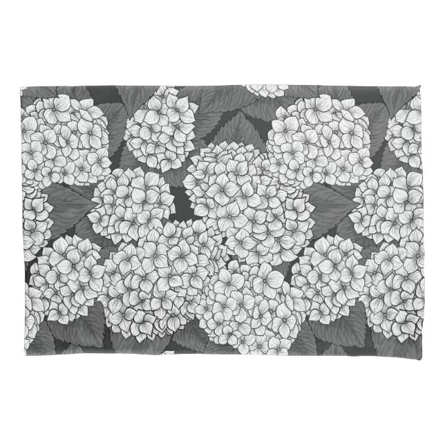 White hydrangea pillow case (Front-Left)