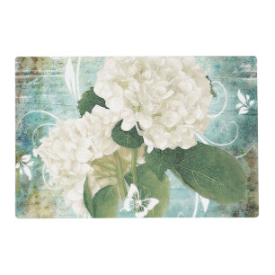 white hydrangea placemat