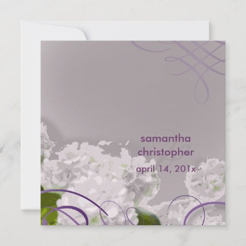 White hydrangea/romantic wedding invitations