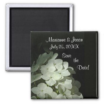 White Hydrangea Save The Date Magnet by debinSC at Zazzle