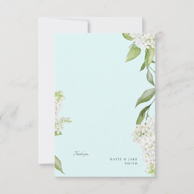 White Hydrangea Seafoam Wedding Blank  Thank You Card (Front)