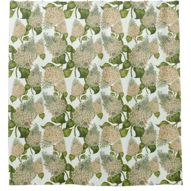 White Hydrangea Shower Curtain (Front)